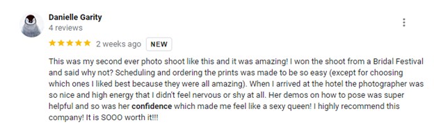 Cherie Amour boudoir 5 star review