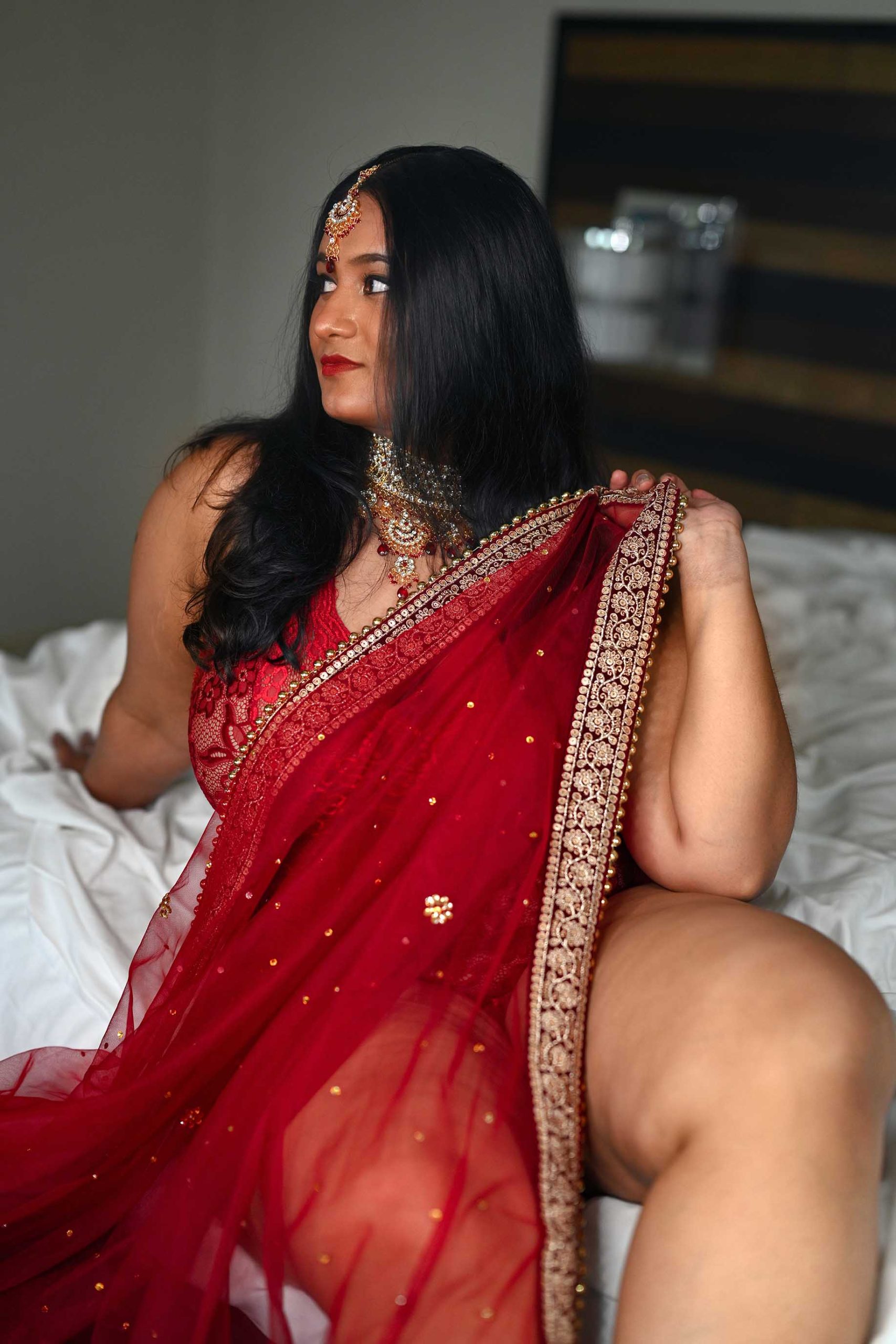Saree in red